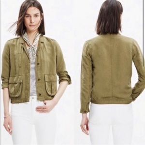 MADEWELL Army Green League Cargo Linen Jacket S